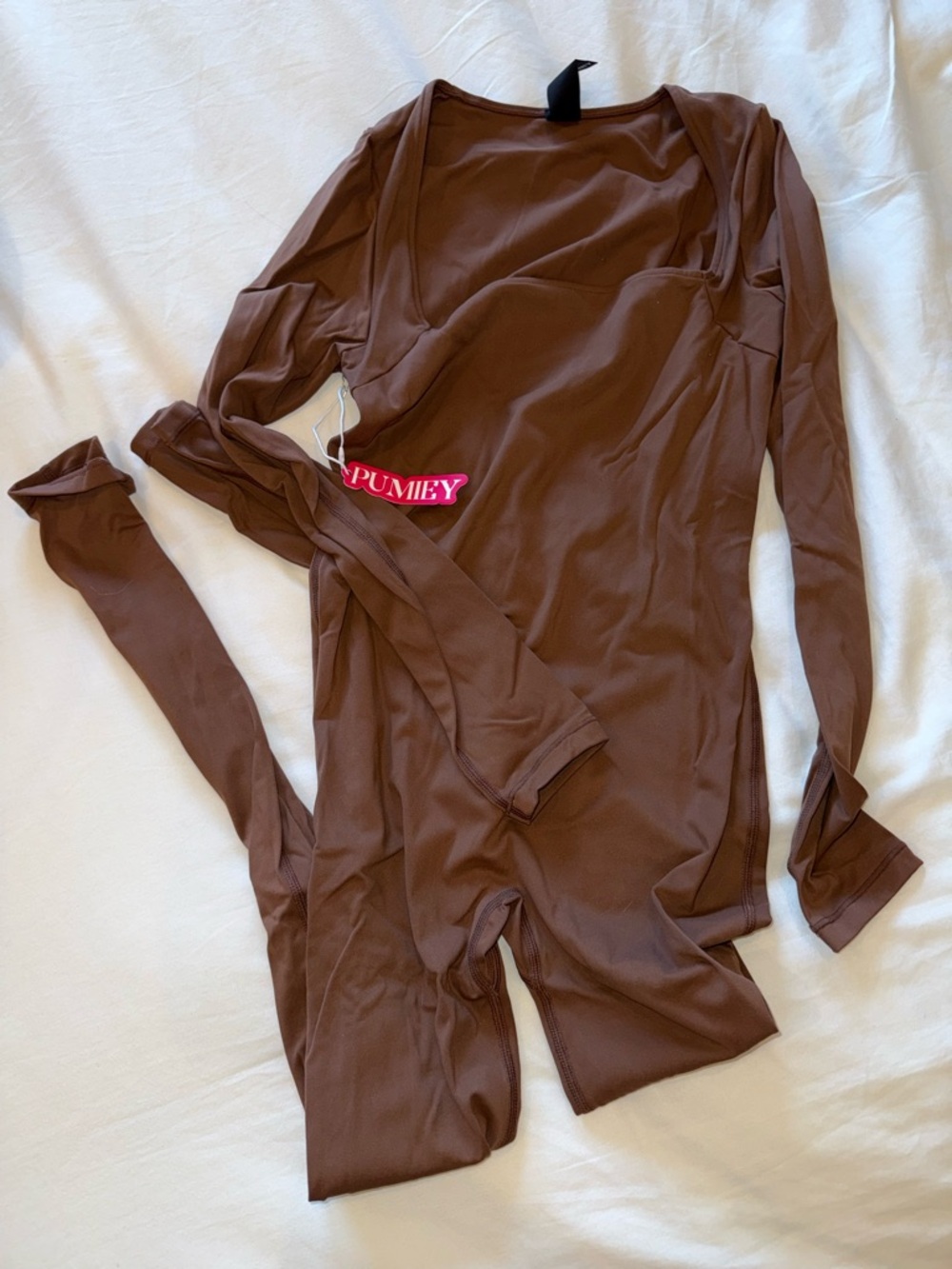 Women's Brown Long-Sleeve Modal Bodysuit / Onesie